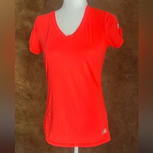Sketcher Sport Activewear Top Women's Medium Orange Short Sleeve V Neck Workout